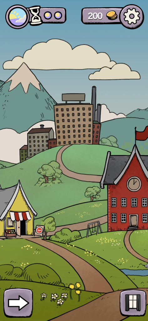 My Child Lebensborn - Hand drawn village map in My Child Lebensborn featuring a school, shop, and factory