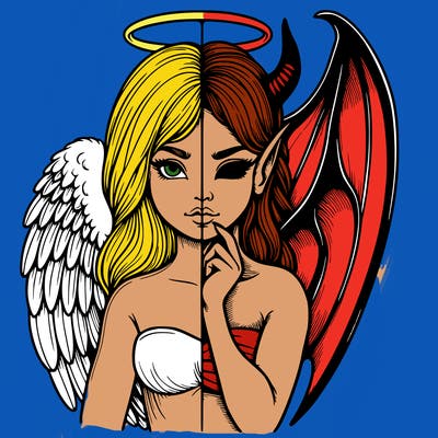 realistic angel half demon