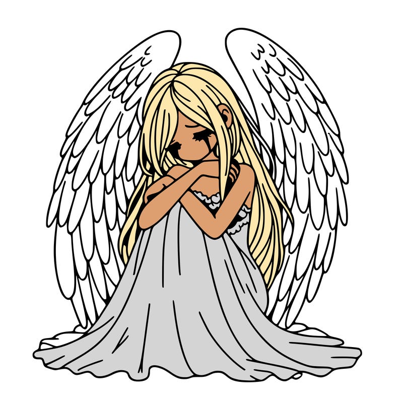 ethereal girl in grief, lonely and heartbroken