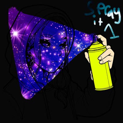 a realistic girl, spray painting