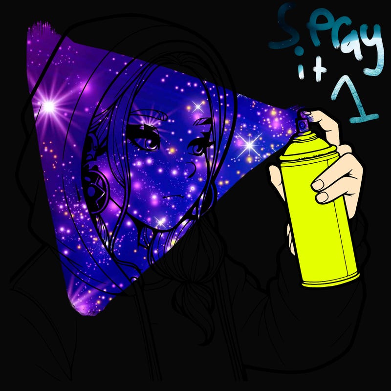 a realistic girl, spray painting