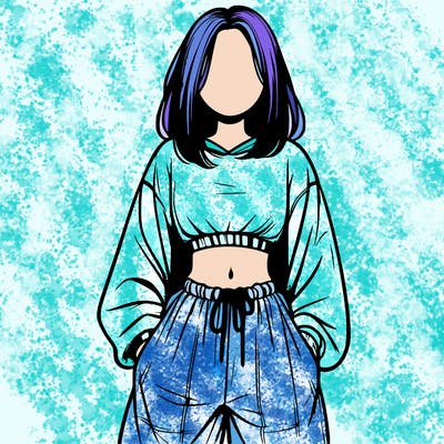 realistic girl faceless with baggy pants and a crop top