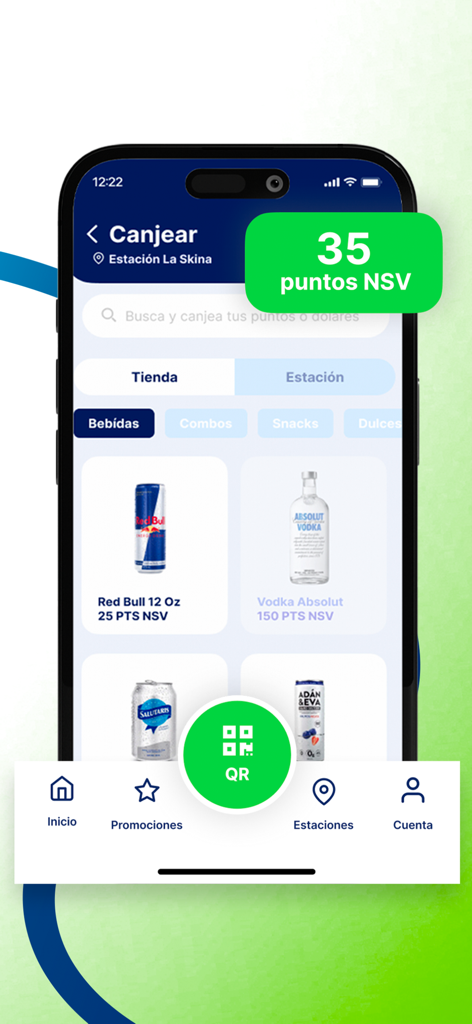 コンビニエンスストアでのドリンクやスナックなどの商品へのロイヤルティポイント交換を示すモバイルアプリ画面。
