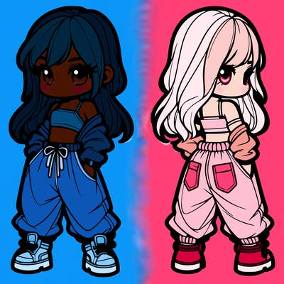 girl in crop top and baggy pants