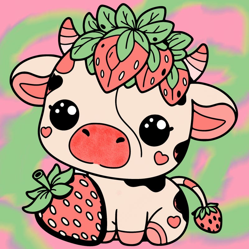 cute strawberry cow