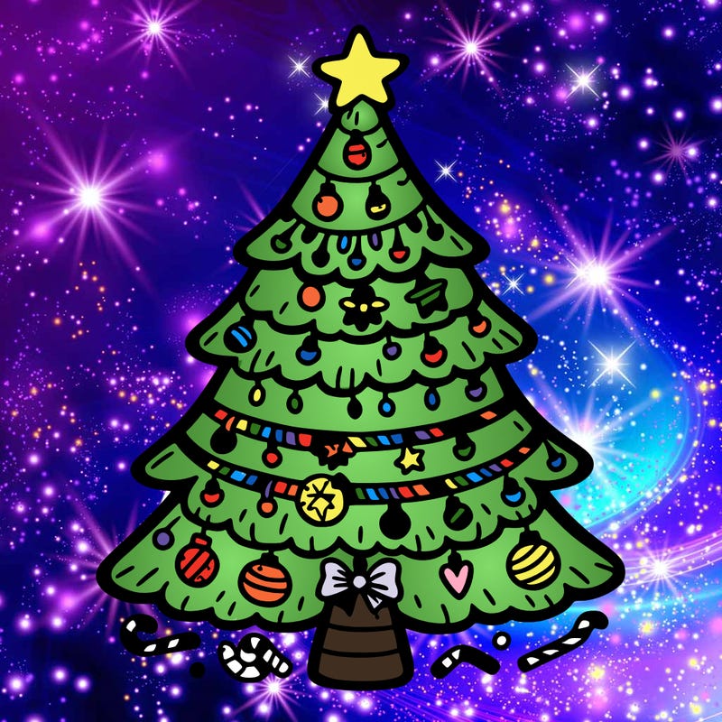 christmas tree with lots of details