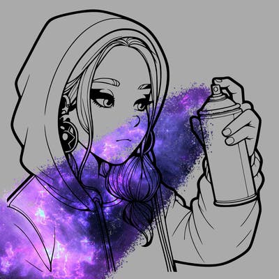 a realistic girl, spray painting