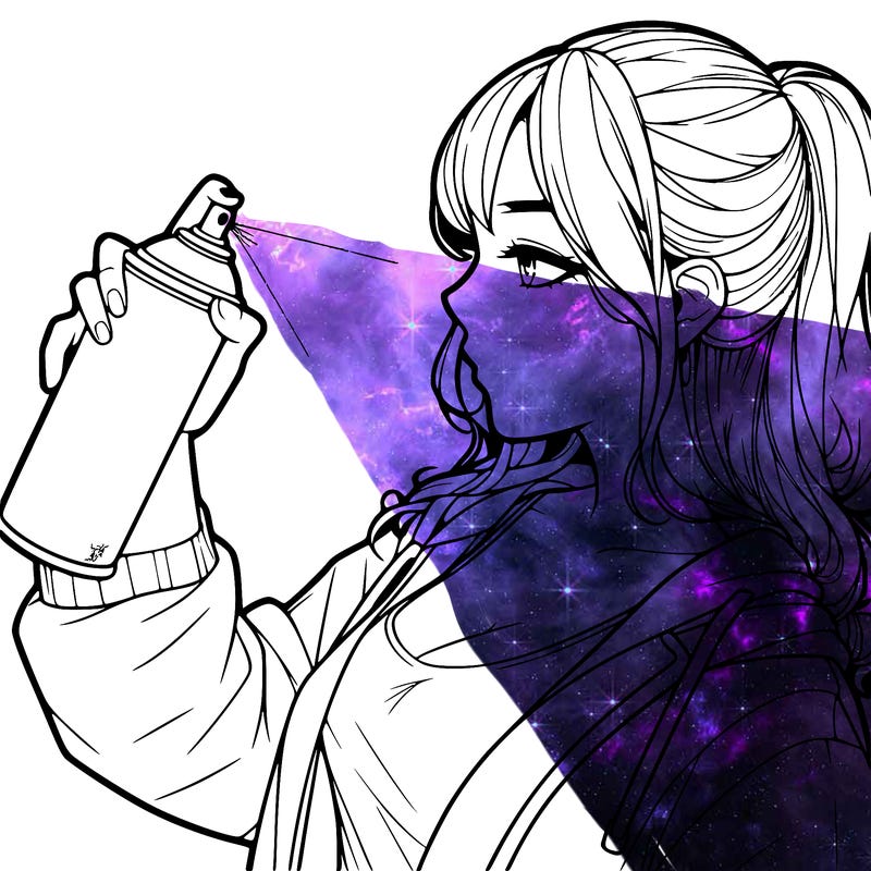 a realistic girl spray, painting