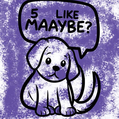 a puppy that says 5 like maybe