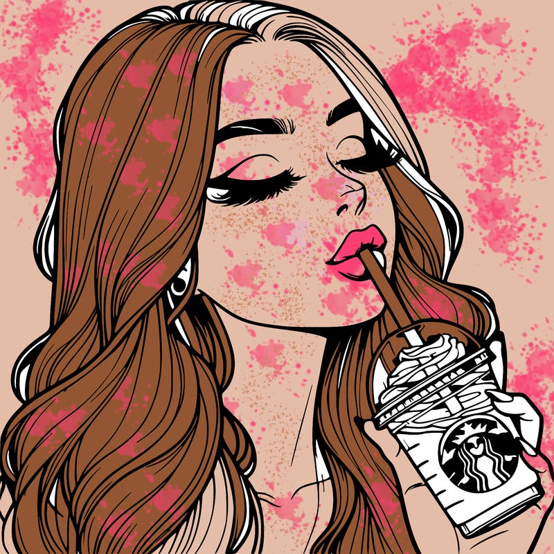 realistic girl drinking starbucks