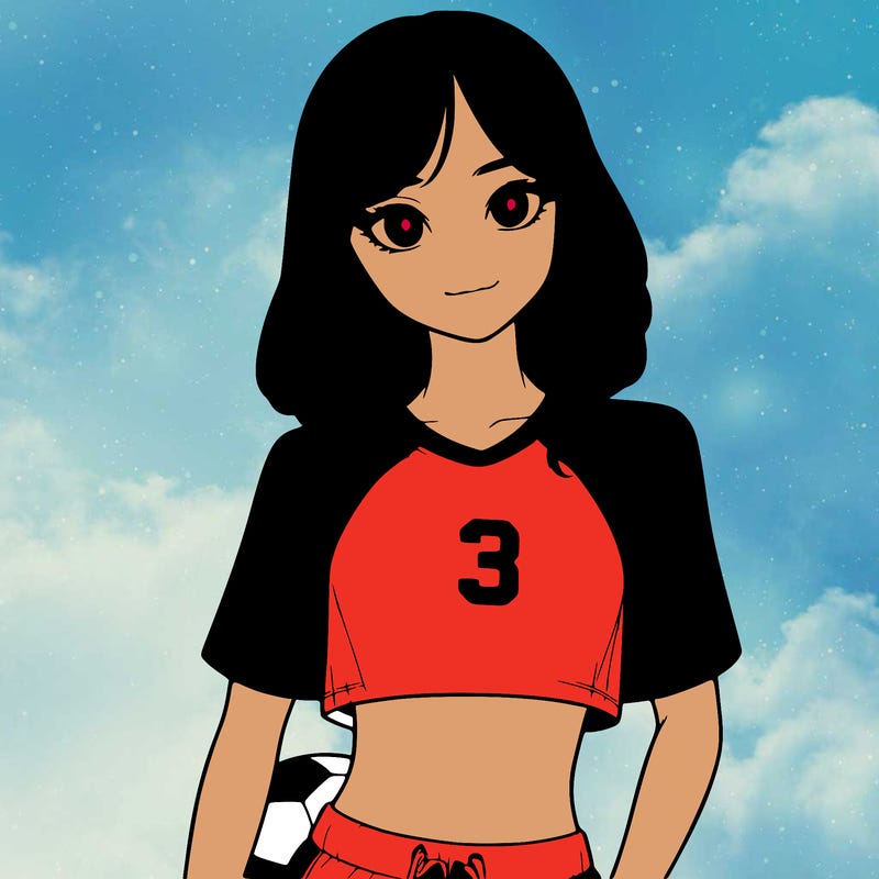 realistic girl wearing soccer jersey