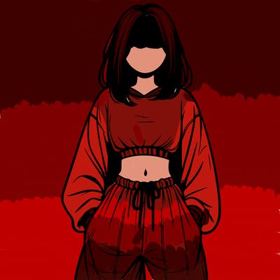 realistic girl faceless with baggy pants and a crop top