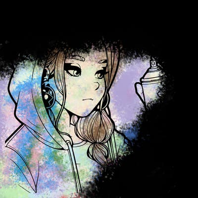 a realistic girl, spray painting