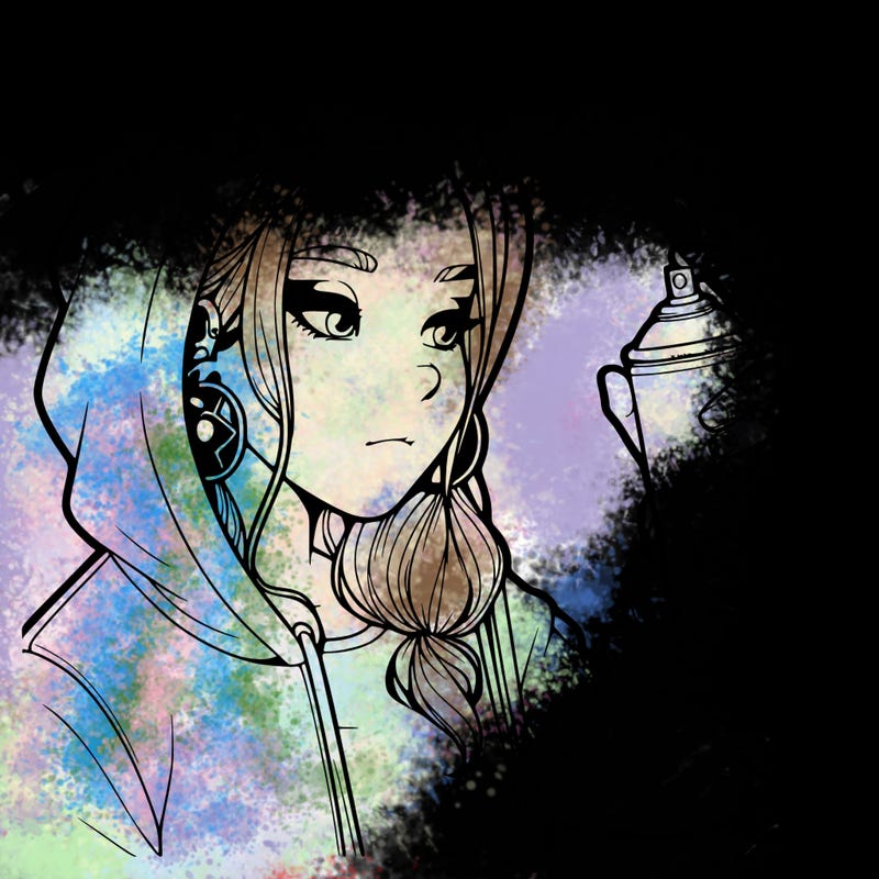 a realistic girl, spray painting