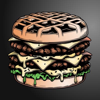 realistic waffle burger