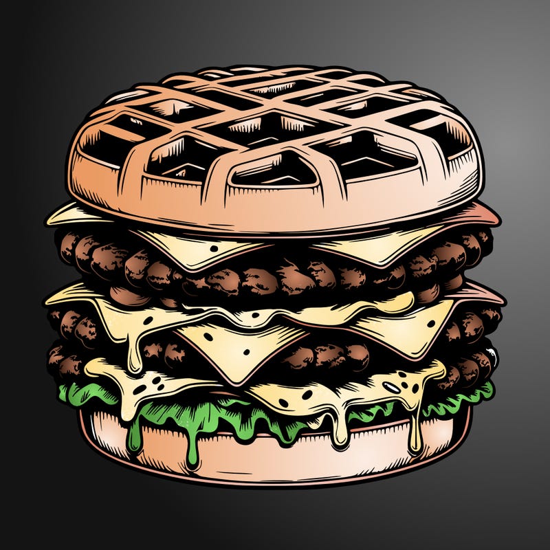 realistic waffle burger