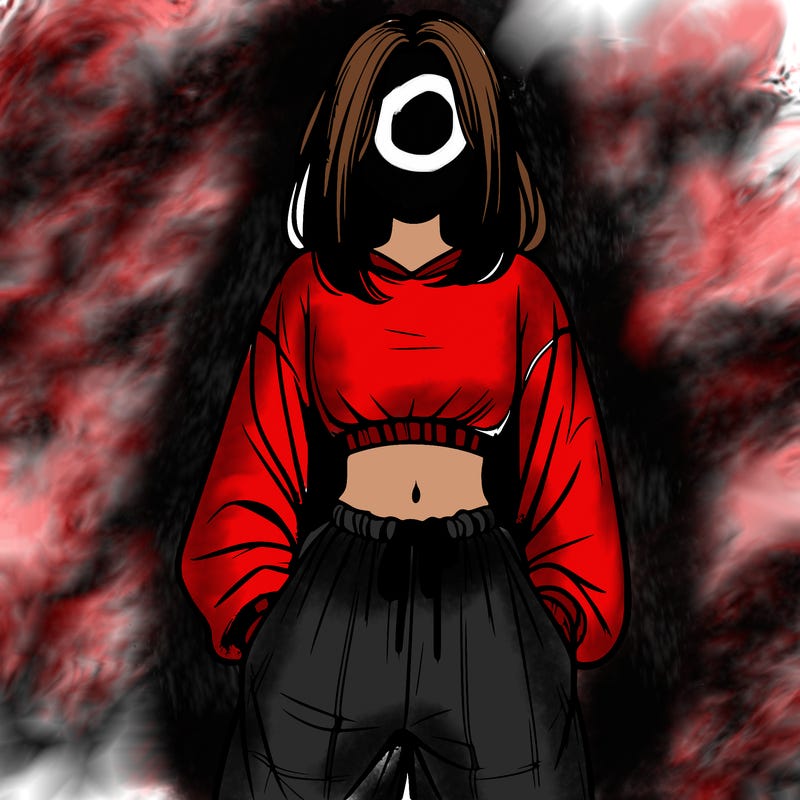 realistic girl faceless with baggy pants and a crop top