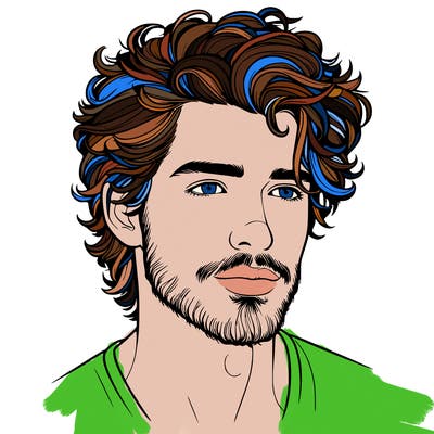 realistic man with fluffy hair