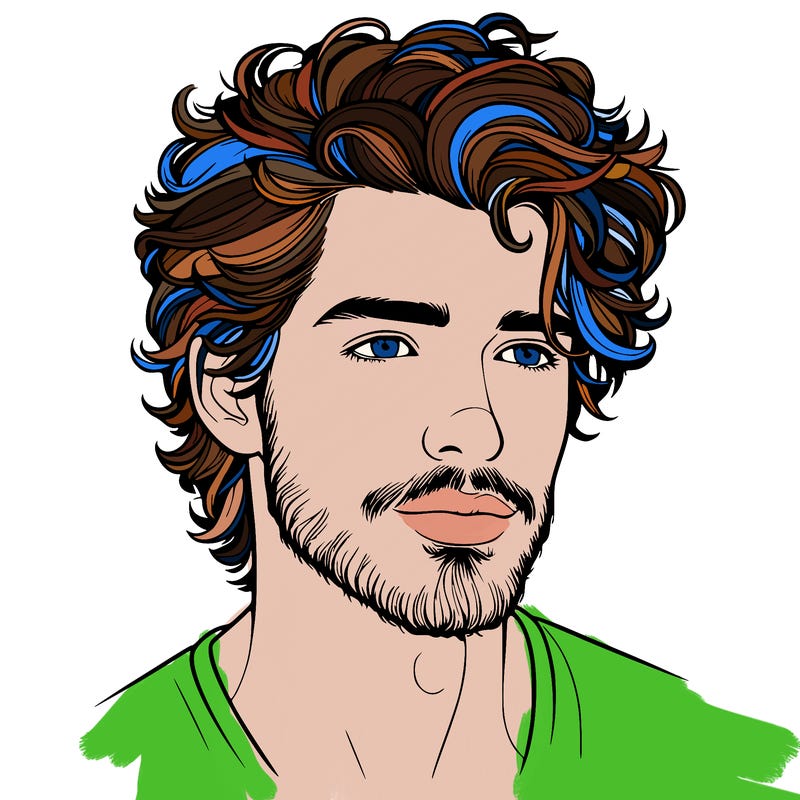 realistic man with fluffy hair