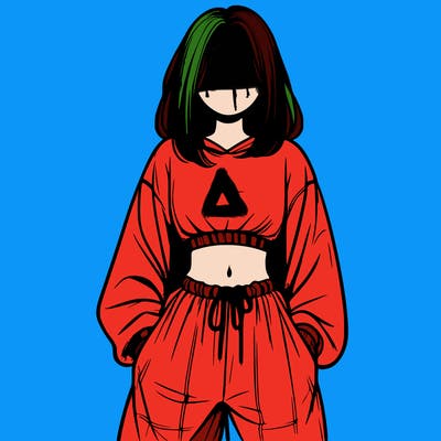 realistic girl faceless with baggy pants and a crop top