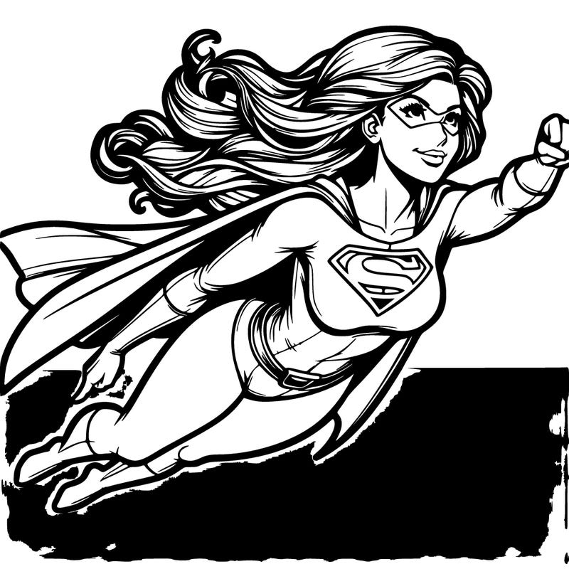 realistic woman as a superhero flying