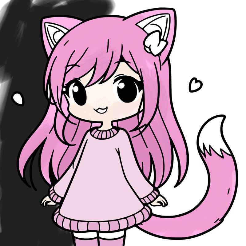 girl with cat ears and tail