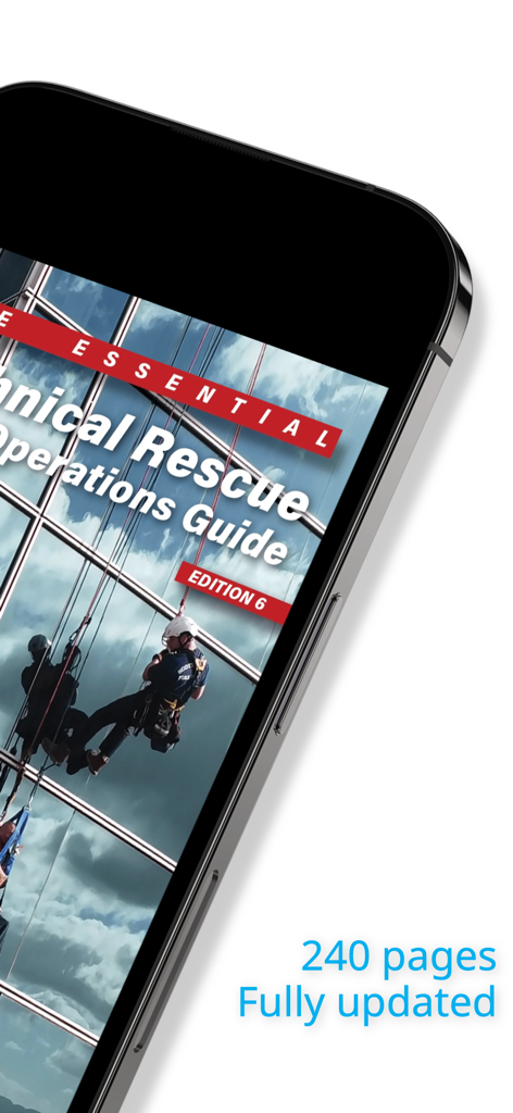 DRR Rescue - DRR Rescueテクニカルレスキュー運用ガイドの表紙を示す携帯電話。