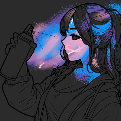 a realistic girl spray, painting