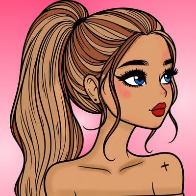 a beautiful and realistic girl with a high pony tail