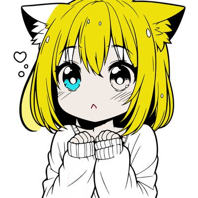 shy anime catgirl