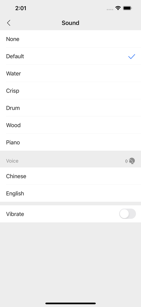 Calculator - MingCalc - Customizable sound and voice settings screen in the MingCalc app