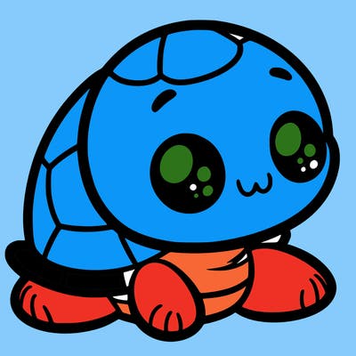 cute little animated turtle