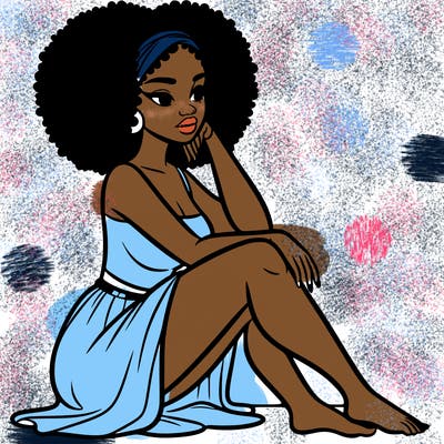 black woman sat down