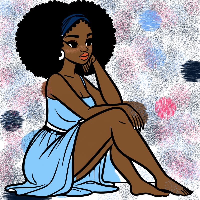 black woman sat down