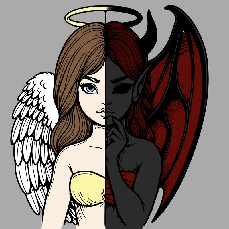 realistic angel half demon