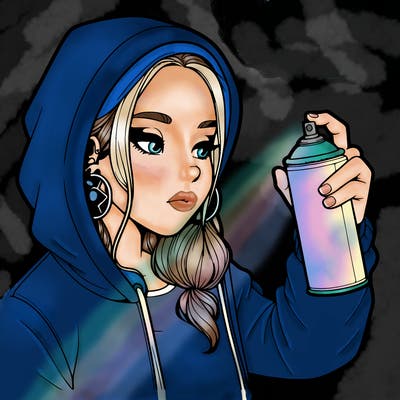 a realistic girl, spray painting