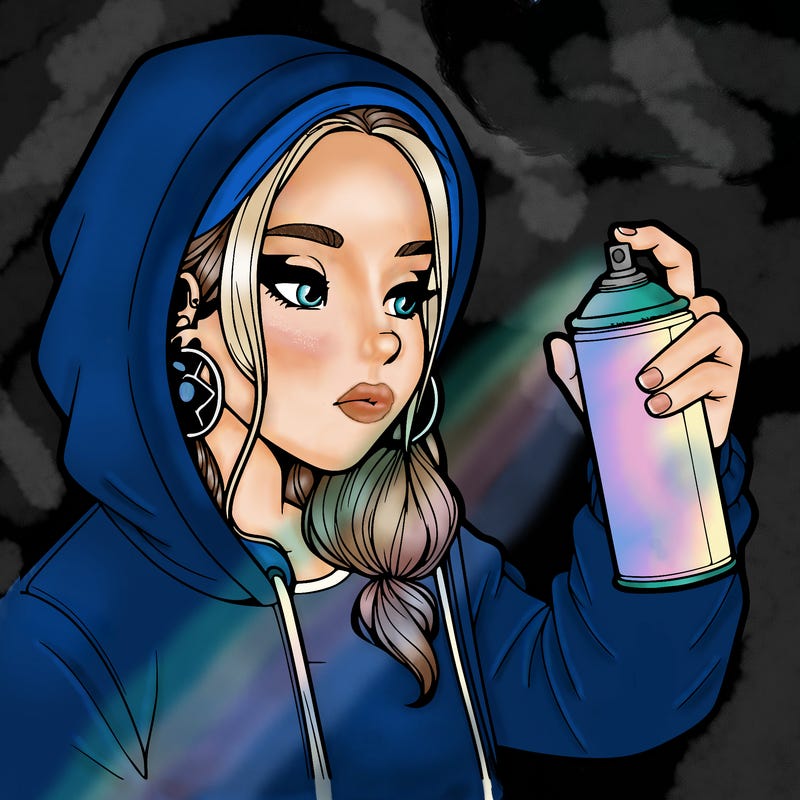a realistic girl, spray painting