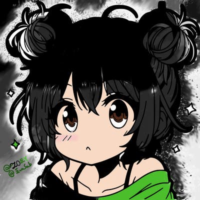 a manga girl with messy small buns