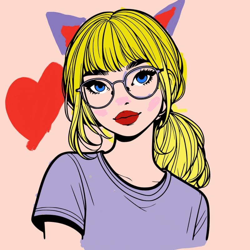 realistic girl with freckles and clear glasses