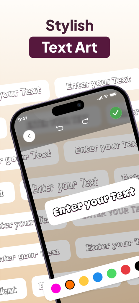 AR Drawing App: Sketch & Paint - Interface of the AR Drawing app showcasing stylish text art options and a color palette for customization.