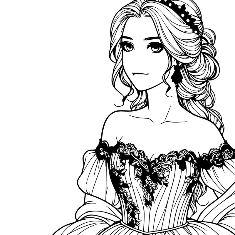 beautiful realistic lady in a gown