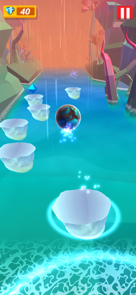 Hop Ball 3D Music Games - A 3D ball jumping on floating tiles in a music rhythm game environment