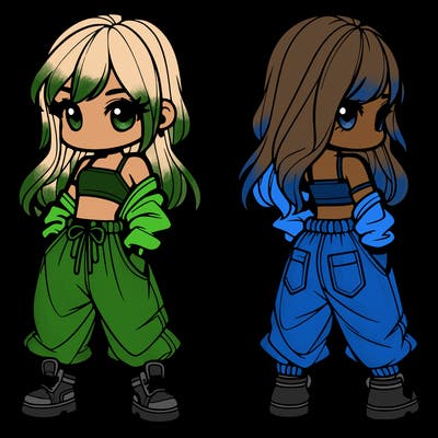 girl in crop top and baggy pants