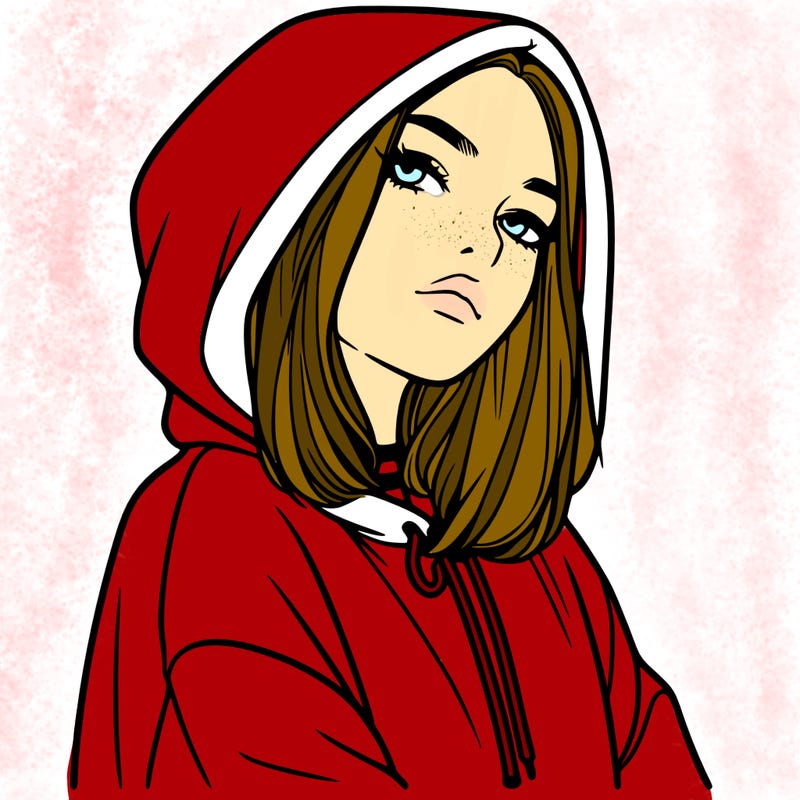 a realistic girl in a hoodie