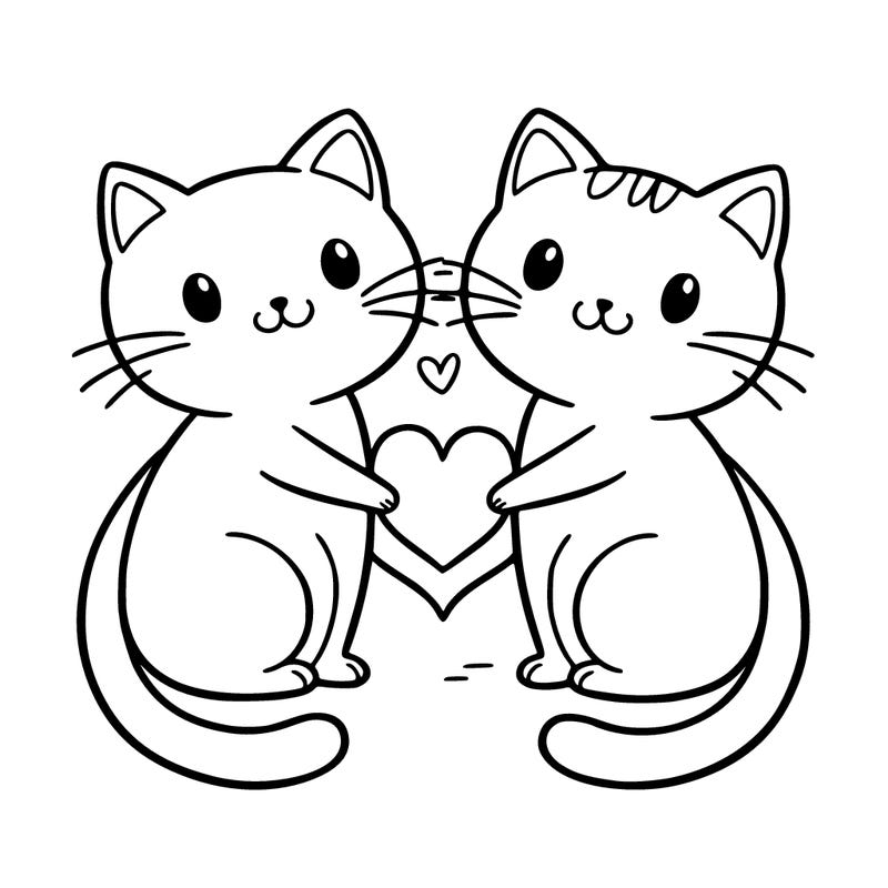 2 cats making a heart with their tails