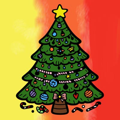 christmas tree with lots of details