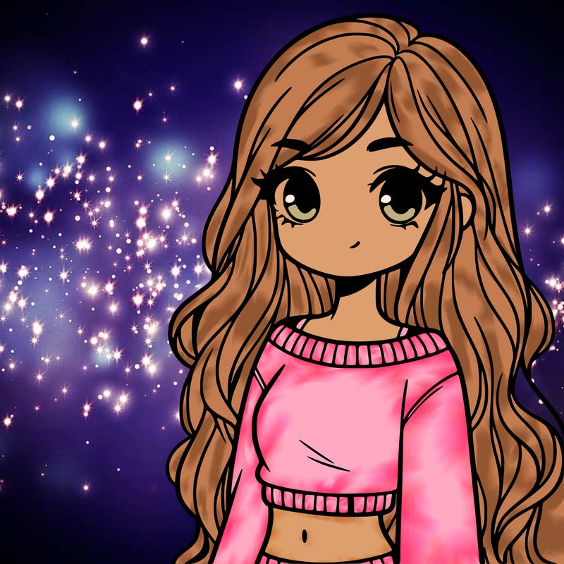 girl with long hair and a crop top with a sweater