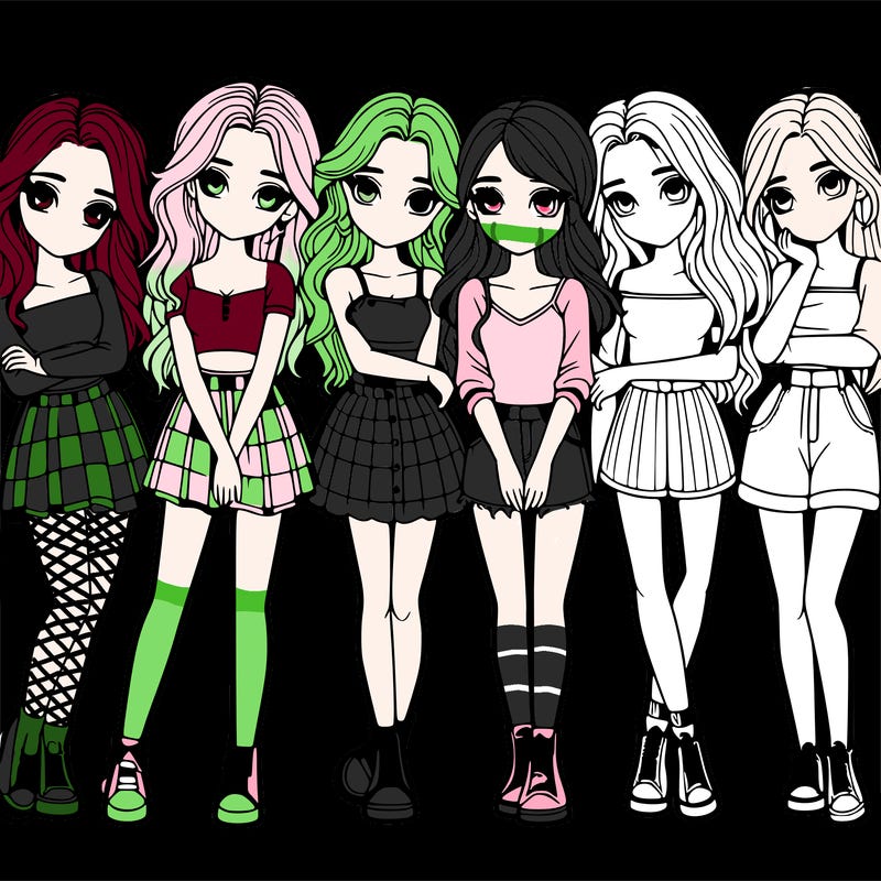 a group of girls realistic