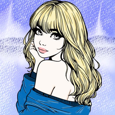 realistic girl with bangs looking over her shoulder