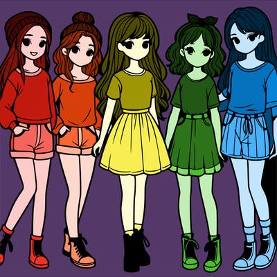 a group of five girls